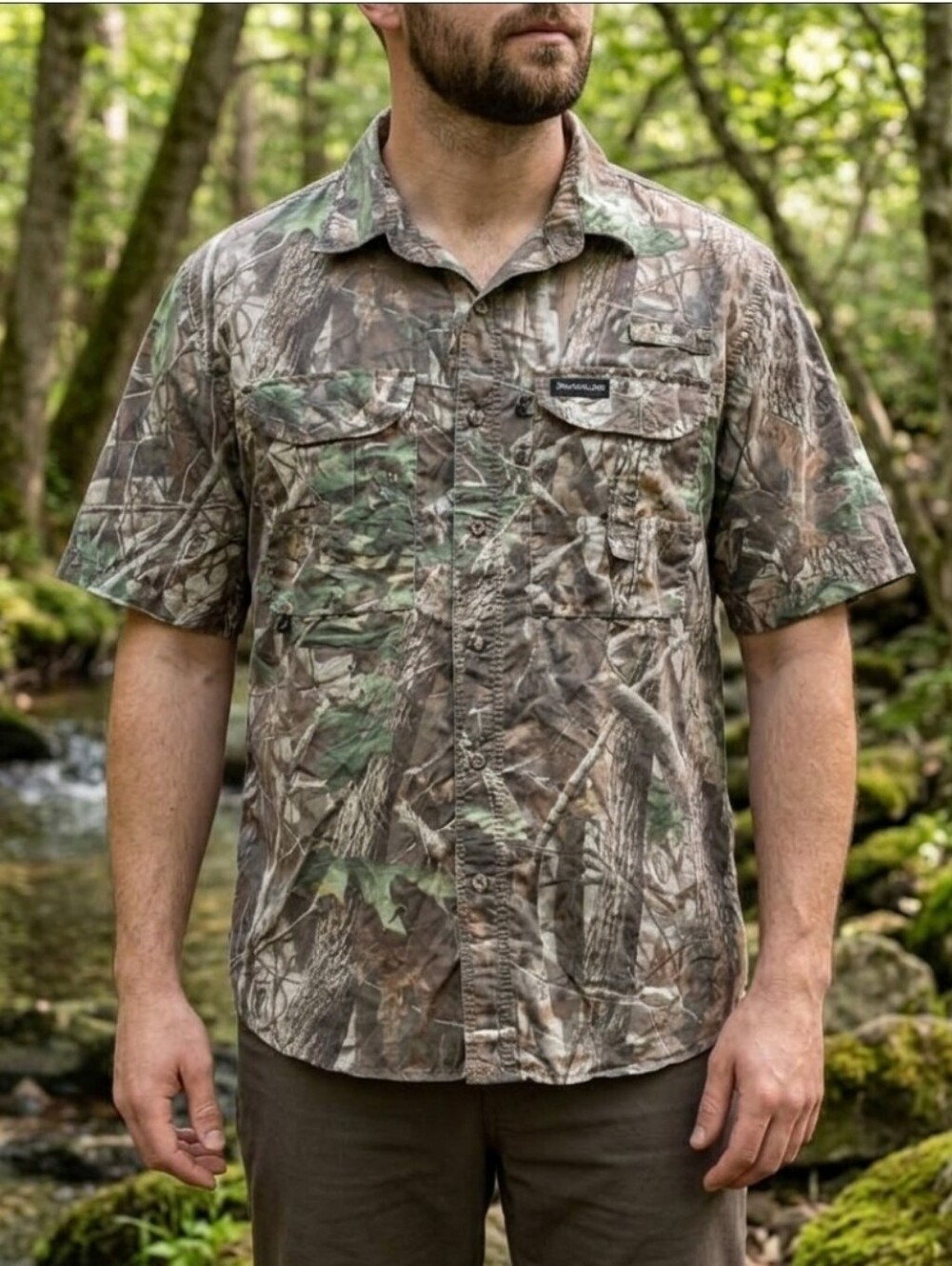 🛍Winchester Shirt Mens XL Camo Short Sleeve Buttons Hunting Outdoor Mesh Lined
